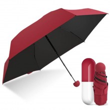 Дизайнерский карманный капсульный мини-зонт Capsule Umbrella-mini Designer All Seasons, Black/Burgundy 