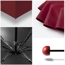 Дизайнерский карманный капсульный мини-зонт Capsule Umbrella-mini Designer All Seasons, Black/Burgundy 