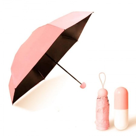 Дизайнерский карманный капсульный мини-зонт Capsule Umbrella-mini Designer All Seasons, Black/Pink