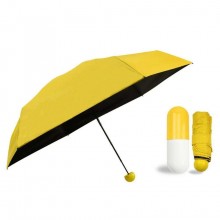 Дизайнерский карманный капсульный мини-зонт Capsule Umbrella-mini Designer All Seasons, Black/Yellow 