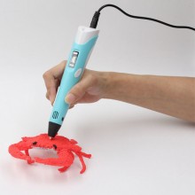 3Д ручка с LCD Дисплеем 3D PEN для рисования Эко Пластиком, Голубая