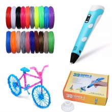 3Д ручка с LCD Дисплеем 3D PEN для рисования Эко Пластиком, Голубая
