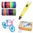 3Д ручка с LCD Дисплеем 3D PEN для рисования Эко Пластиком, Жёлтая