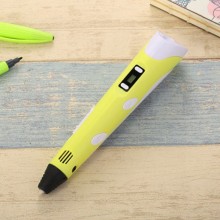 3Д ручка с LCD Дисплеем 3D PEN для рисования Эко Пластиком, Жёлтая