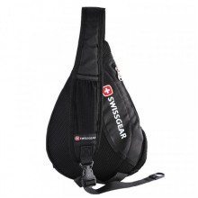Городской многофункциональный Рюкзак-сумка SwissGear BaG Sling (Слинг) через плечо для мужчин с выходом для наушников Black