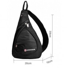 Городской многофункциональный Рюкзак-сумка SwissGear BaG Sling (Слинг) через плечо для мужчин с выходом для наушников Black