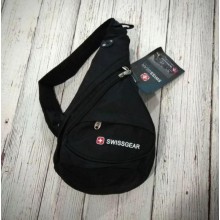 Городской многофункциональный Рюкзак-сумка SwissGear BaG Sling (Слинг) через плечо для мужчин с выходом для наушников Black