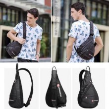 Городской многофункциональный Рюкзак-сумка SwissGear BaG Sling (Слинг) через плечо для мужчин с выходом для наушников Black