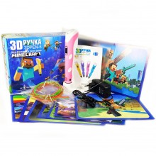 3D ручка с LCD Дисплеем  Майнкрафт 3D PEN-5 GEN Minecraft для рисования  Эко Пластиком, Розовая + Трафареты