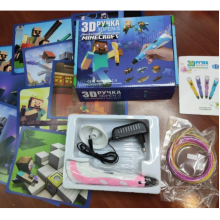 3D ручка с LCD Дисплеем  Майнкрафт 3D PEN-5 GEN Minecraft для рисования  Эко Пластиком, Розовая + Трафареты