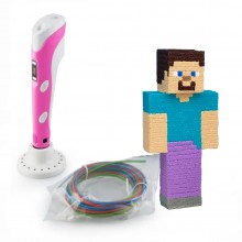 3D ручка с LCD Дисплеем  Майнкрафт 3D PEN-5 GEN Minecraft для рисования  Эко Пластиком, Розовая + Трафареты