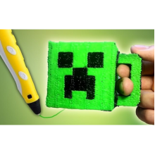 3D ручка с LCD Дисплеем  Майнкрафт 3D PEN-5 GEN Minecraft для рисования  Эко Пластиком, Жёлтая + Трафареты