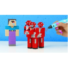 3D ручка с LCD Дисплеем  Майнкрафт 3D PEN-5 GEN Minecraft для рисования  Эко Пластиком, Жёлтая + Трафареты