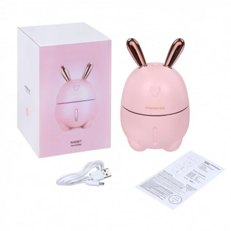 Зайка Увлажнитель воздуха и ночник 2в1 Humidifier, Розовый