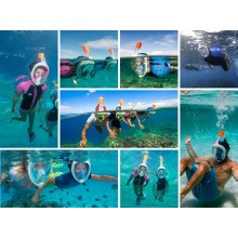 Маска для Подводного плавания Сноркелинга Levand c Креплением для камеры GoPro S/M Turquoise
