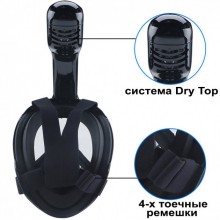 Маска для Подводного плавания Сноркелинга Levand c Креплением для камеры GoPro S/M Black