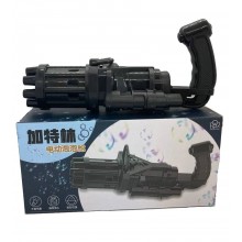 Игрушечный Пулемет генератор мыльных пузырей пистолет PRINCIPLE BUBBLE GUN GATLING машинка автомат електрический пузыремёт для детей Пузырьковая пушка Гатлинга 8 отверстий Black