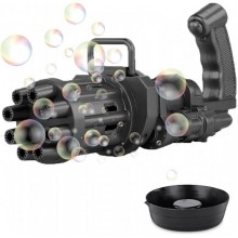 Игрушечный Пулемет генератор мыльных пузырей пистолет PRINCIPLE BUBBLE GUN GATLING машинка автомат електрический пузыремёт для детей Пузырьковая пушка Гатлинга 8 отверстий Black