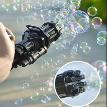 Игрушечный Пулемет генератор мыльных пузырей пистолет PRINCIPLE BUBBLE GUN GATLING машинка автомат електрический пузыремёт для детей Пузырьковая пушка Гатлинга 8 отверстий Black