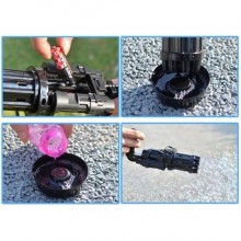 Игрушечный Пулемет генератор мыльных пузырей пистолет PRINCIPLE BUBBLE GUN GATLING машинка автомат електрический пузыремёт для детей Пузырьковая пушка Гатлинга 8 отверстий Black