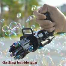 Игрушечный Пулемет генератор мыльных пузырей пистолет PRINCIPLE BUBBLE GUN GATLING машинка автомат електрический пузыремёт для детей Пузырьковая пушка Гатлинга 8 отверстий Black