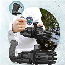 Игрушечный Пулемет генератор мыльных пузырей пистолет PRINCIPLE BUBBLE GUN GATLING машинка автомат електрический пузыремёт для детей Пузырьковая пушка Гатлинга 8 отверстий Black
