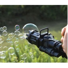 Игрушечный Пулемет генератор мыльных пузырей пистолет PRINCIPLE BUBBLE GUN GATLING машинка автомат електрический пузыремёт для детей Пузырьковая пушка Гатлинга 8 отверстий Black