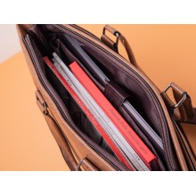 Портфель-сумка школьная для старшеклассников Jeep Buluo Коричневая + Подарок Часы 
