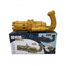 Игрушечный Пулемет генератор мыльных пузырей пистолет PRINCIPLE BUBBLE GUN GATLING машинка автомат електрический пузыремёт для детей Пузырьковая пушка Гатлинга 8 отверстий Golden
