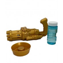 Игрушечный Пулемет генератор мыльных пузырей пистолет PRINCIPLE BUBBLE GUN GATLING машинка автомат електрический пузыремёт для детей Пузырьковая пушка Гатлинга 8 отверстий Golden