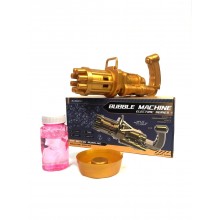 Игрушечный Пулемет генератор мыльных пузырей пистолет PRINCIPLE BUBBLE GUN GATLING машинка автомат електрический пузыремёт для детей Пузырьковая пушка Гатлинга 8 отверстий Golden