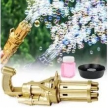 Игрушечный Пулемет генератор мыльных пузырей пистолет PRINCIPLE BUBBLE GUN GATLING машинка автомат електрический пузыремёт для детей Пузырьковая пушка Гатлинга 8 отверстий Golden