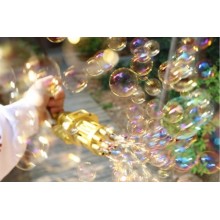 Игрушечный Пулемет генератор мыльных пузырей пистолет PRINCIPLE BUBBLE GUN GATLING машинка автомат електрический пузыремёт для детей Пузырьковая пушка Гатлинга 8 отверстий Golden