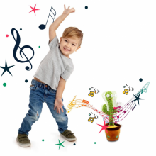 Танцующий поющий плюшевый кактус Dancing Cactus в горшке TikTok Игрушка-повторюшка с подсветкой 120 песен интерактивный на аккумуляторе