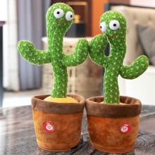 Танцующий поющий плюшевый кактус Dancing Cactus в горшке TikTok Игрушка-повторюшка с подсветкой 120 песен интерактивный на аккумуляторе