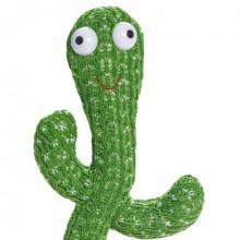 Танцующий поющий плюшевый кактус Dancing Cactus в горшке TikTok Игрушка-повторюшка с подсветкой 120 песен интерактивный на аккумуляторе