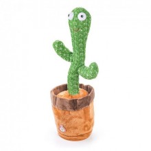 Танцующий поющий плюшевый кактус Dancing Cactus в горшке TikTok Игрушка-повторюшка с подсветкой 120 песен интерактивный на аккумуляторе