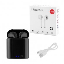 Беспроводные стерео наушники блютуз с микрофоном Levand i7 mini TWS спортивные для телефона планшета ноутбука – Stereo Bluetooth гарнитура с кейсом для зарядки, Чёрный
