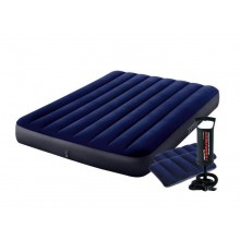Надувной матрас 152см Intex Classic Downy серии Dura-Beam с двумя подушками и ручным насосом