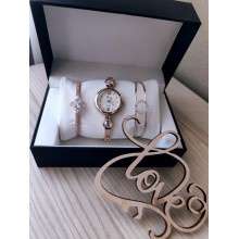 Подарочный набор часы с двумя браслетами DISU gold полярная звезда