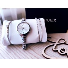 Подарочный набор часы с двумя браслетами DISU silver