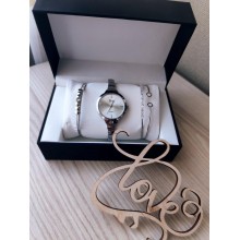 Подарочный набор часы с двумя браслетами DISU silver