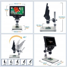 Цифровой микроскоп на штативе GAOSUO G1200HD с 7" LCD экраном и подсветкой, увеличение до 1200X